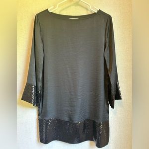 Michael Kors Black Silk Cocktail Dress Sequins XS